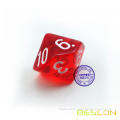 10pcs Polyhedral 10 Sides Dice with Number 1-10, Transparent 10 Sided Dice, 10 Sides Cube 1-10